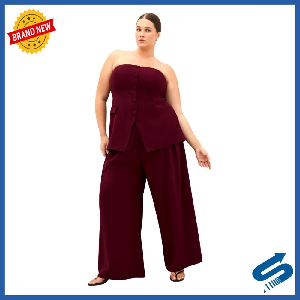 Plus Size Bustier With Button Front, Strapless, E… - image 1